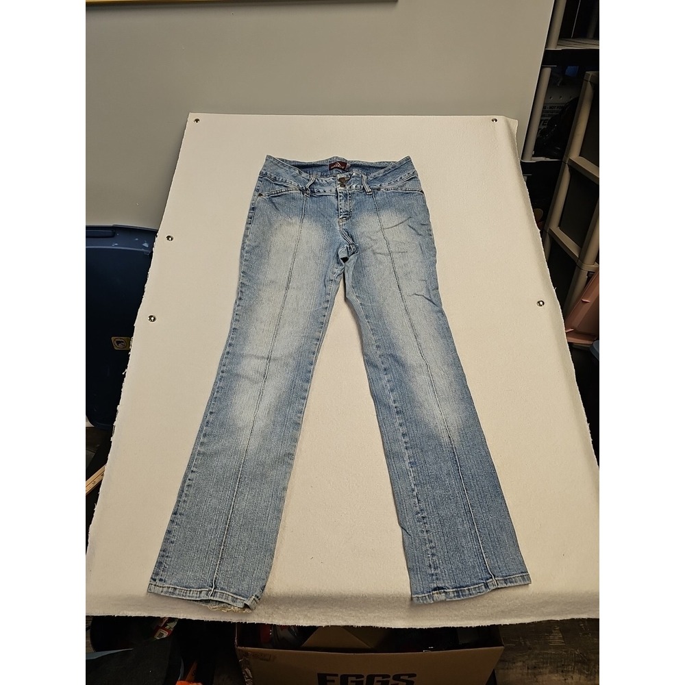 Jordache Vintage Y2K Low Rise Stretch Jean Light Wash Seam Front Blue Denim 31